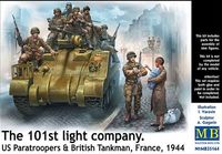 The 101st light company. US Paratroopers & British Tankman, France, 1944